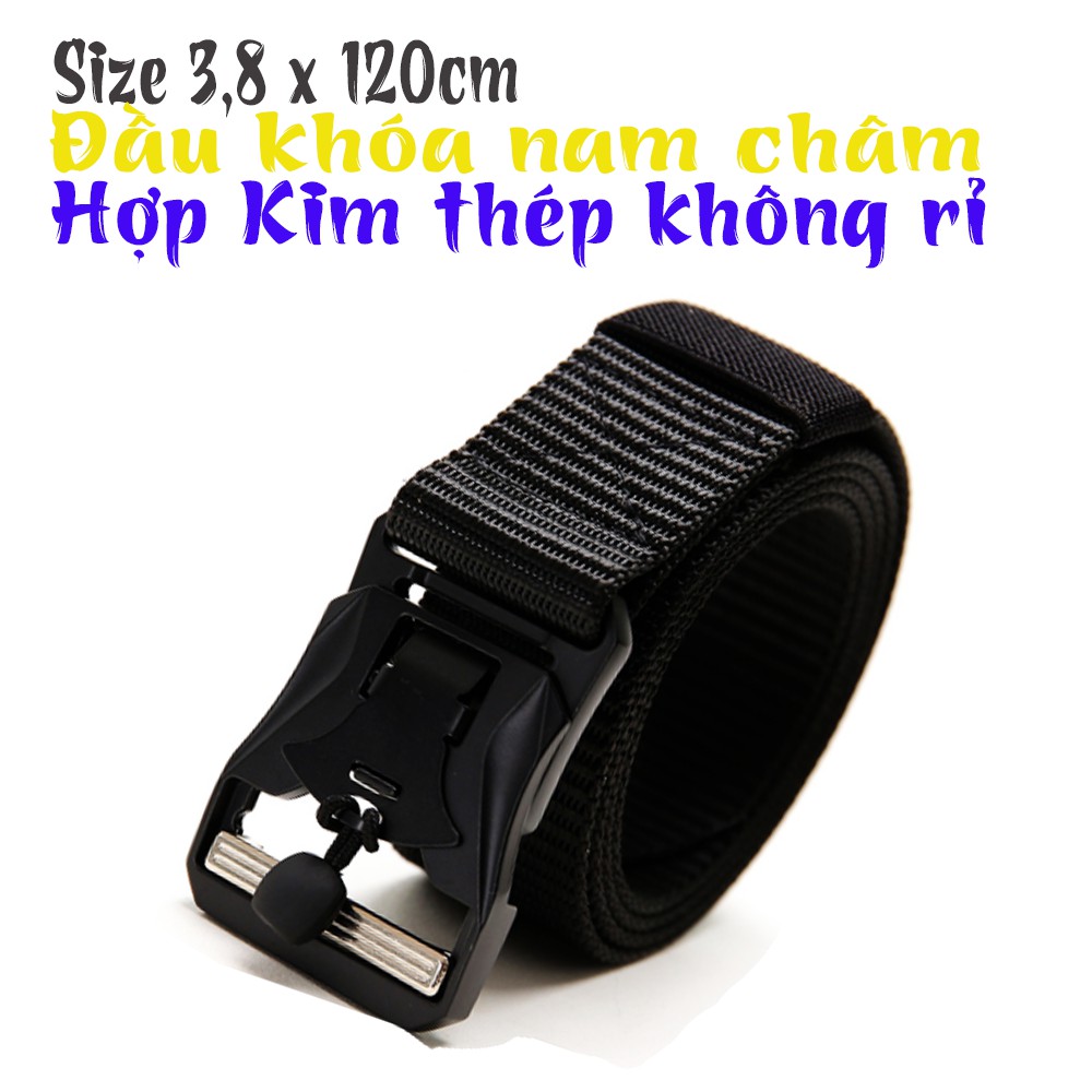 Thắt lưng nam - Chất liệu vải dù PE-Size 3.5 x 115cm dày 0.4 cm - Khóa kim kiểu hút nam châm- phong cách phượt mfs