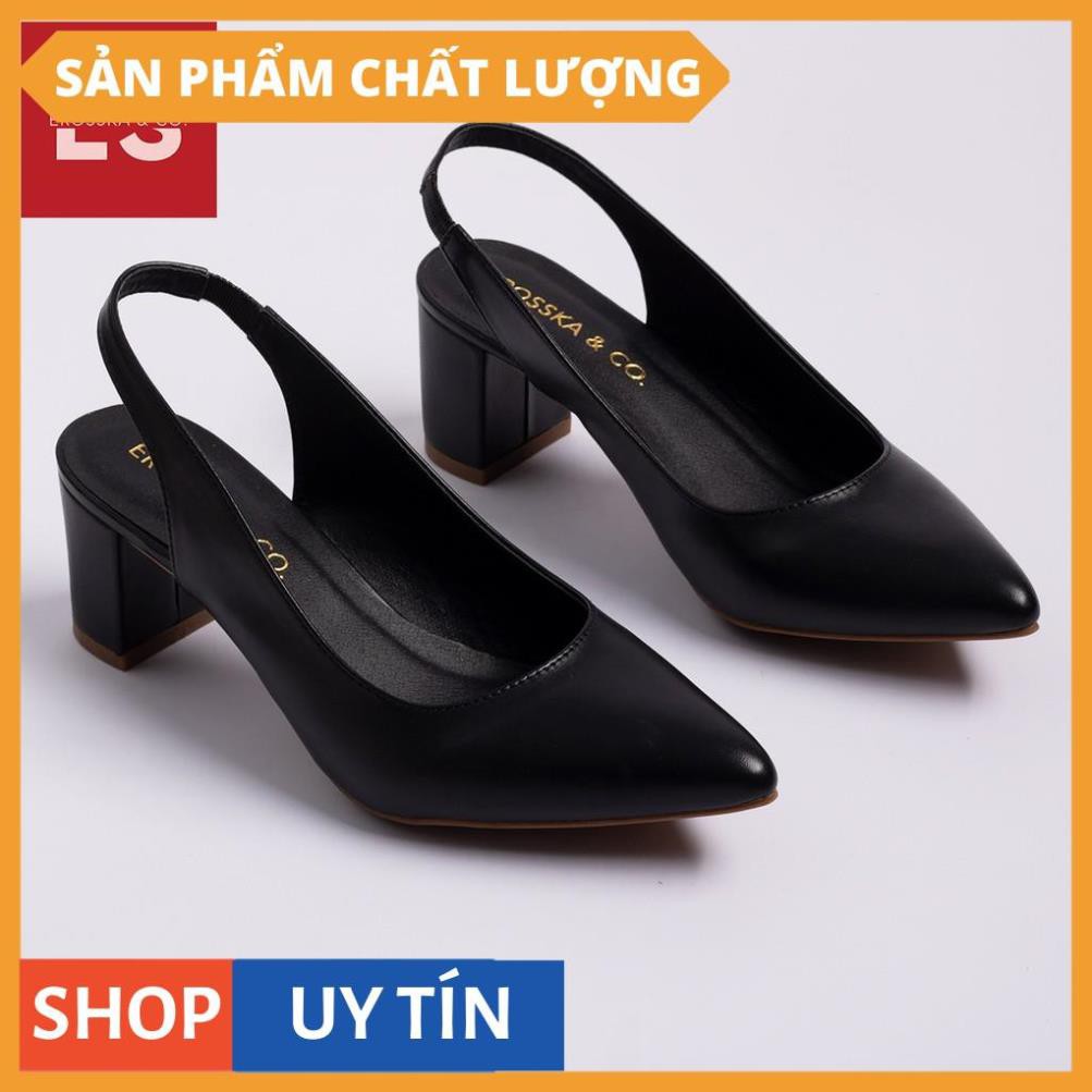 Giày cao gót Eroska thời trang mũi nhọn phối dây hở gót cao 5cm màu đen [HÀNG CAO CẤP] | BigBuy360 - bigbuy360.vn