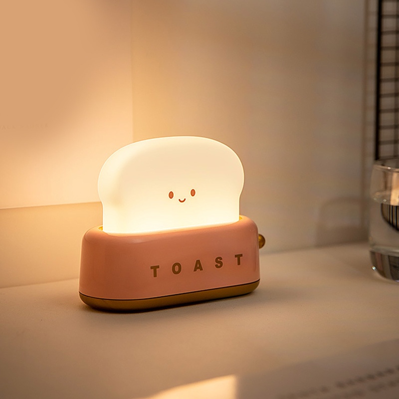 Li Đèn Ngủ LED Để Bàn Hình Bánh Mì Nướng Có Hẹn Giờ Dễ Thương Nhỏ Gọn Cho Phòng Ngủ