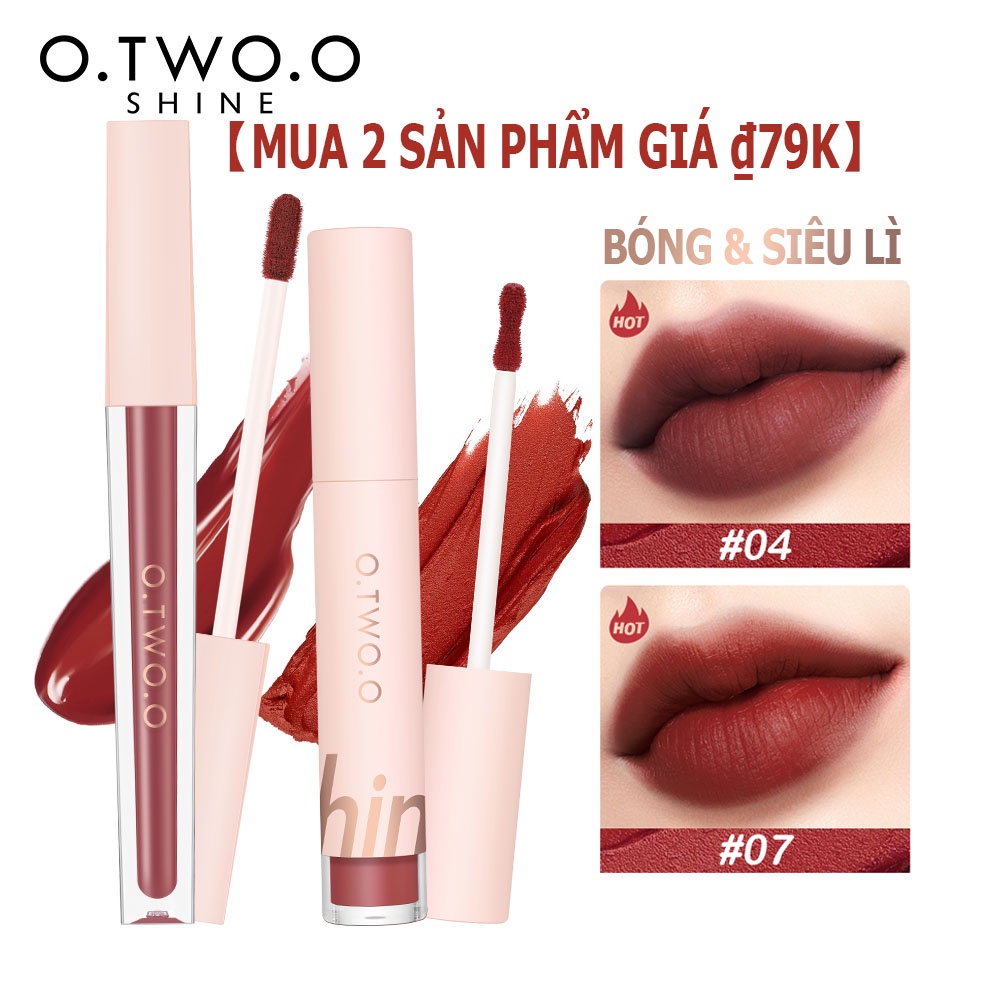 Son kem lì O.TWO.O Mờ & Bóng Màu Nhung Sương Lì Lip Tint Cosmetics 3g