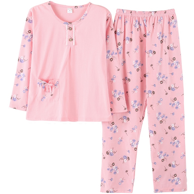 Bộ Đồ Ngủ Cotton Cổ Tròn Tay Dài Thời Trang Xuân Thu Dành Cho Nữ | BigBuy360 - bigbuy360.vn