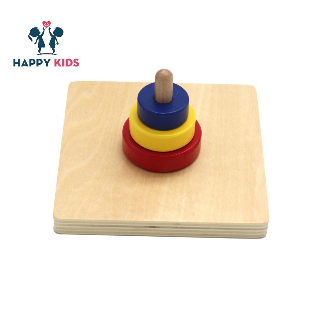 Xâu ba vòng tròn lớn nhỏ - giáo cụ montessori - đồ chơi trẻ em bằng gỗ 1 - 2 tuổi - phát triển kỹ năng phối hợp tay mắt