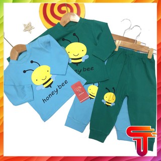 Bộ dài tay cotton nỉ, bộ quần áo trẻ em Tanosa In Họa Tiết Ong Cho Bé (7-22kg) dễ thương bo gấu