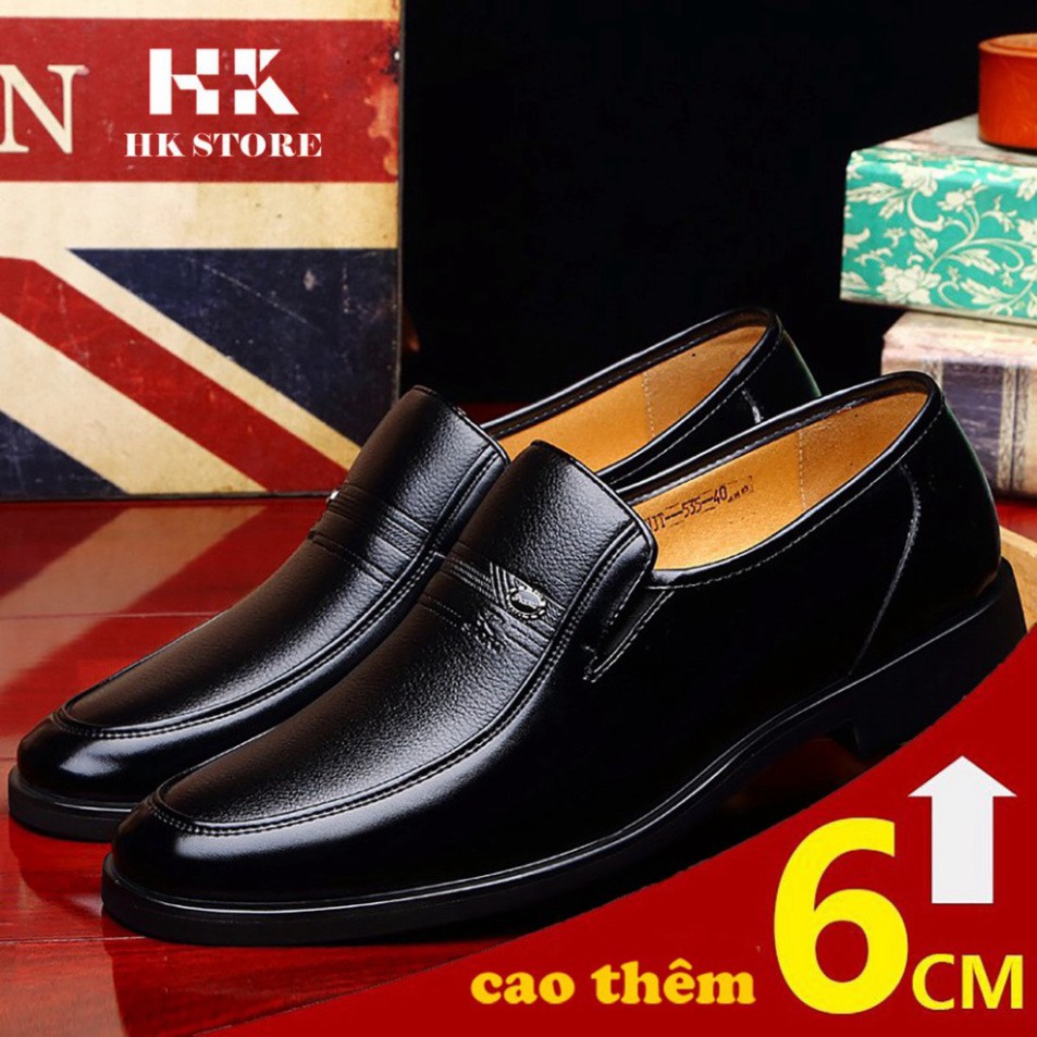 GIÀY DA NAM TRUNG NIÊN   HK.STORE da bò xịn hàng đẹp tăng chiều cao thêm 6cm kết hợp quần áo siêu đẹp (dd21)