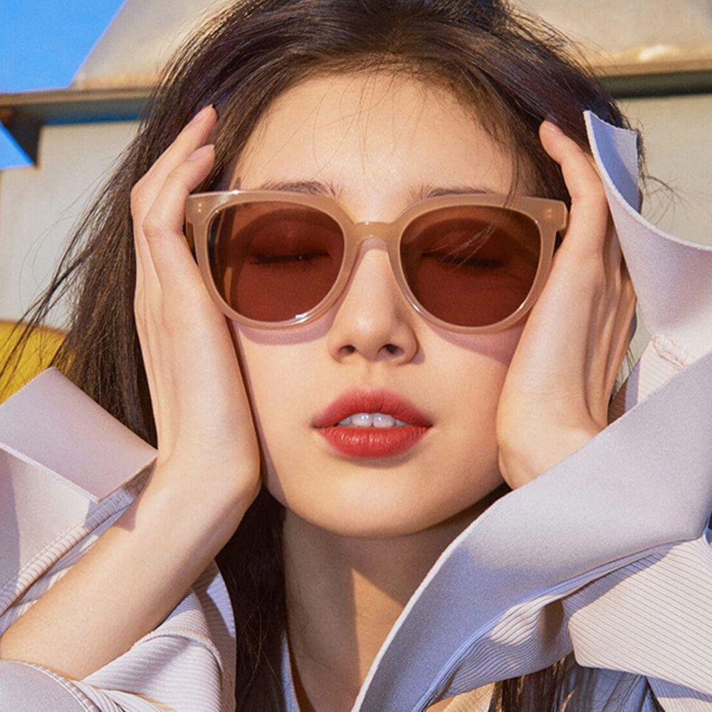 Kính Mát Tròn Oversize Chống Tia UV400 Màu Hồng Thời Trang Cho Nữ