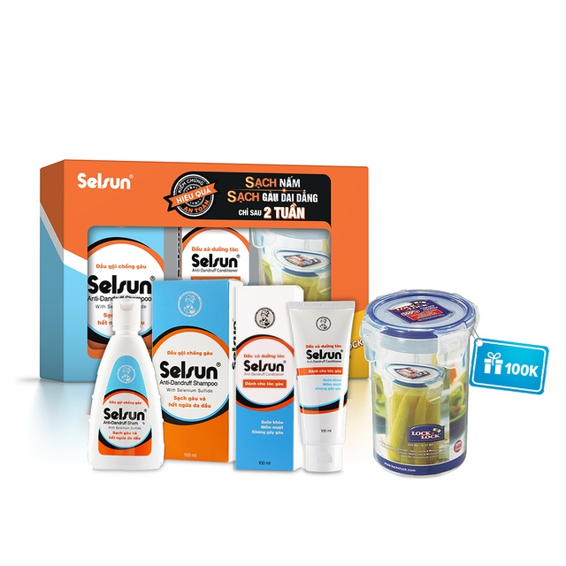Hộp quà chống gàu dưỡng tóc Selsun (Dầu gội 100ml + Dầu xả 100ml) + TẶNG Hộp đựng thực phẩm Lock&Lock 350ml | BigBuy360 - bigbuy360.vn