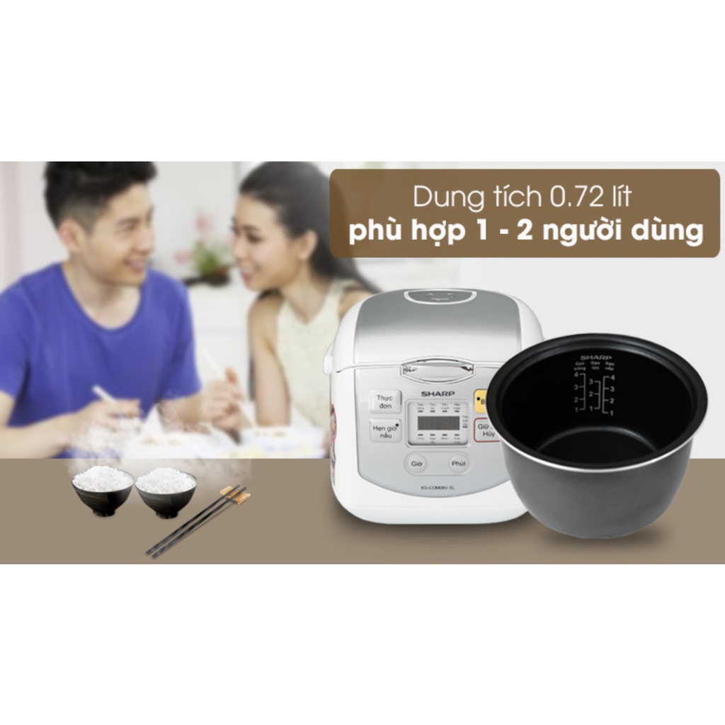 Nồi Cơm Điện Tử Sharp KS-COM08V-SL 0.72L – Hàng Chính Hãng