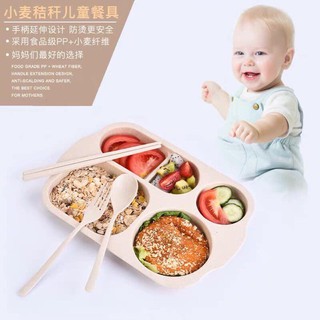 Khay ăn dặm 6 món chia 5 ngăn lúa mạch