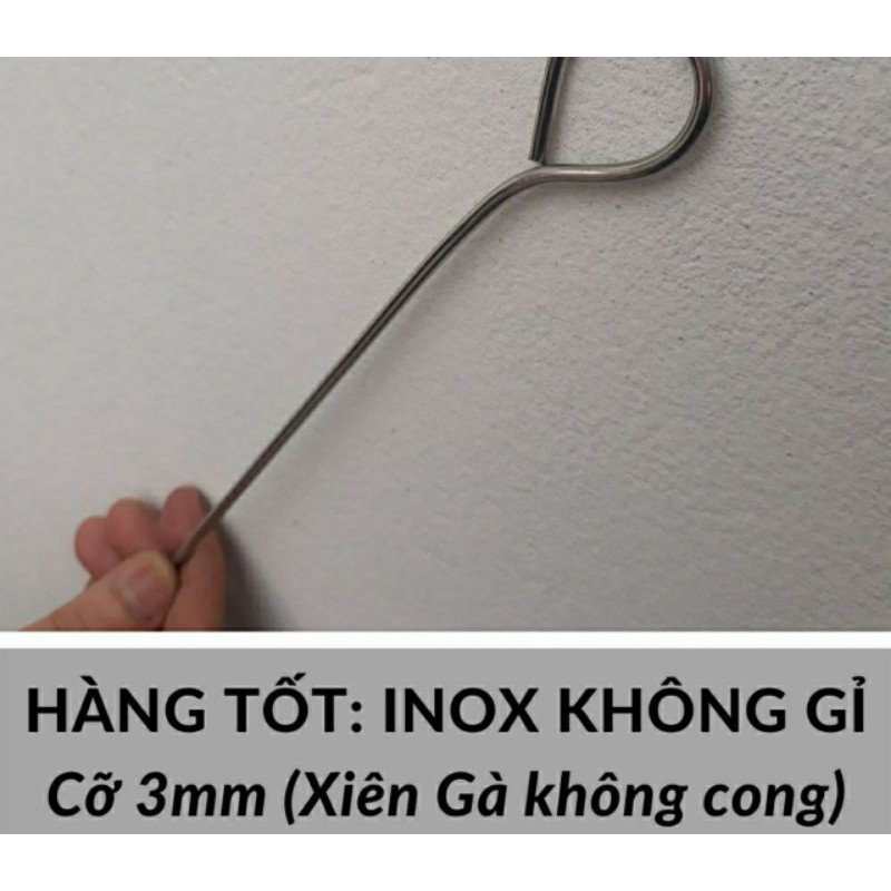 (1c) Que xiên thịt nướng, hải sản nướng chất liệu inox 30cm