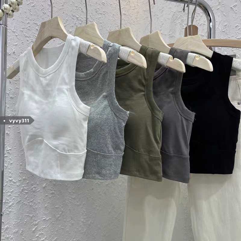 Áo Croptop Ba Lỗ Nữ Màu Trơn Kèm Mút Thời Trang