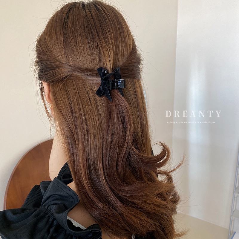 1 Kẹp Tóc Nơ Nhỏ Bằng Nhung Màu Đen Thời Trang Hàn Quốc
