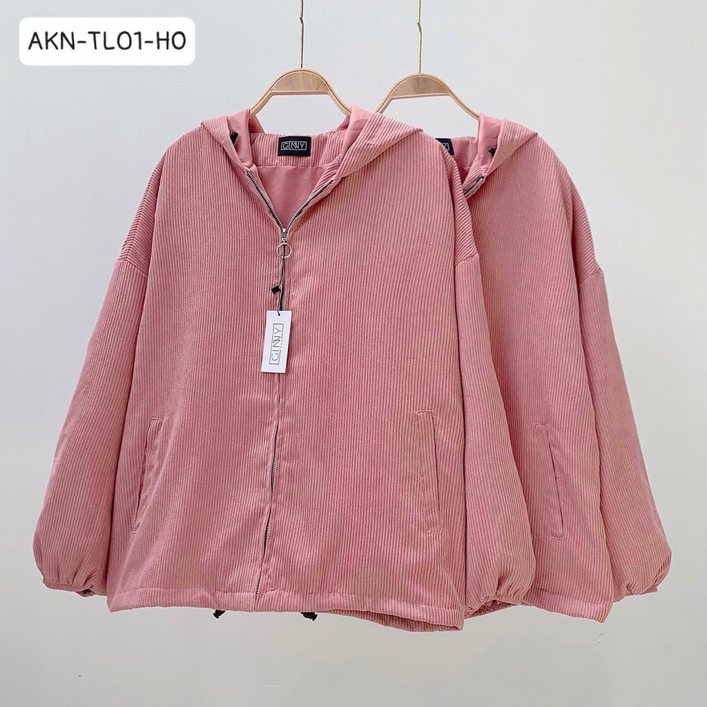 Áo Khoác Nhung Tăm Ulzzang 2 Lớp | Có Mũ | Form Rộng | GinHouse shop