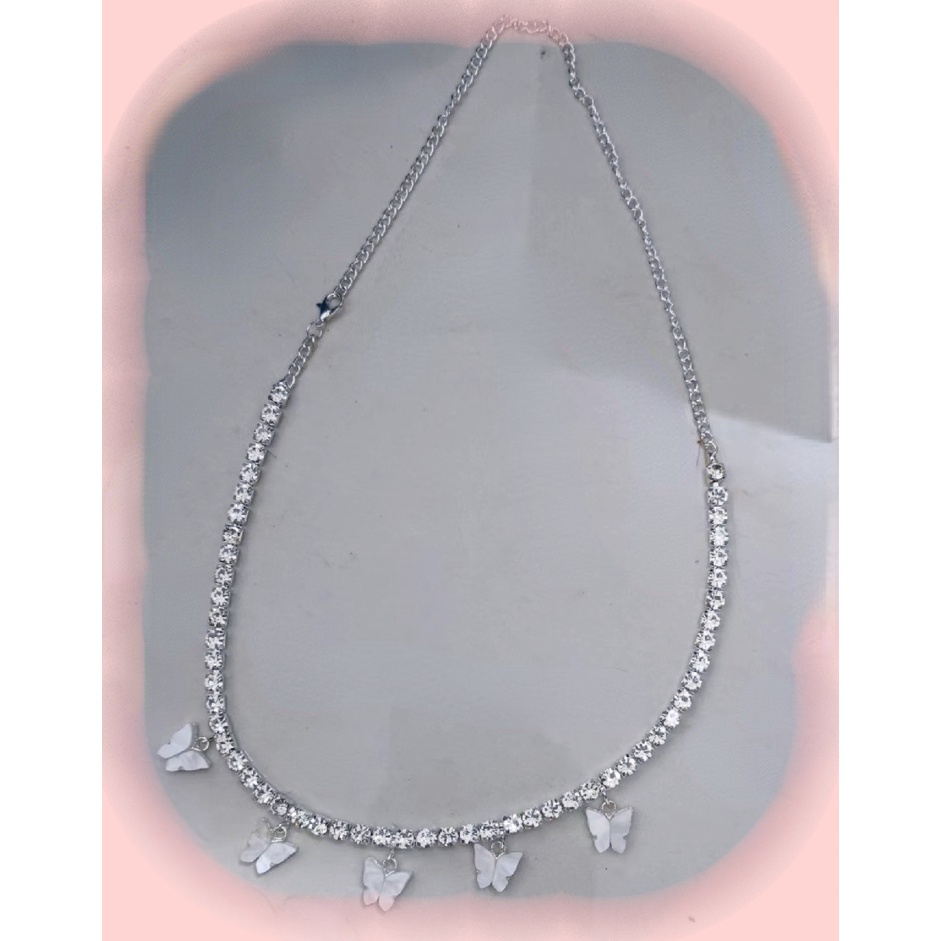 Vòng cổ Trang Sức Mặt Hình Bướm Đính Đá Thời Trang