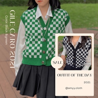 Áo gile kẻ ô nhỏ 4 cúc dáng vừa phong cách ulzzang