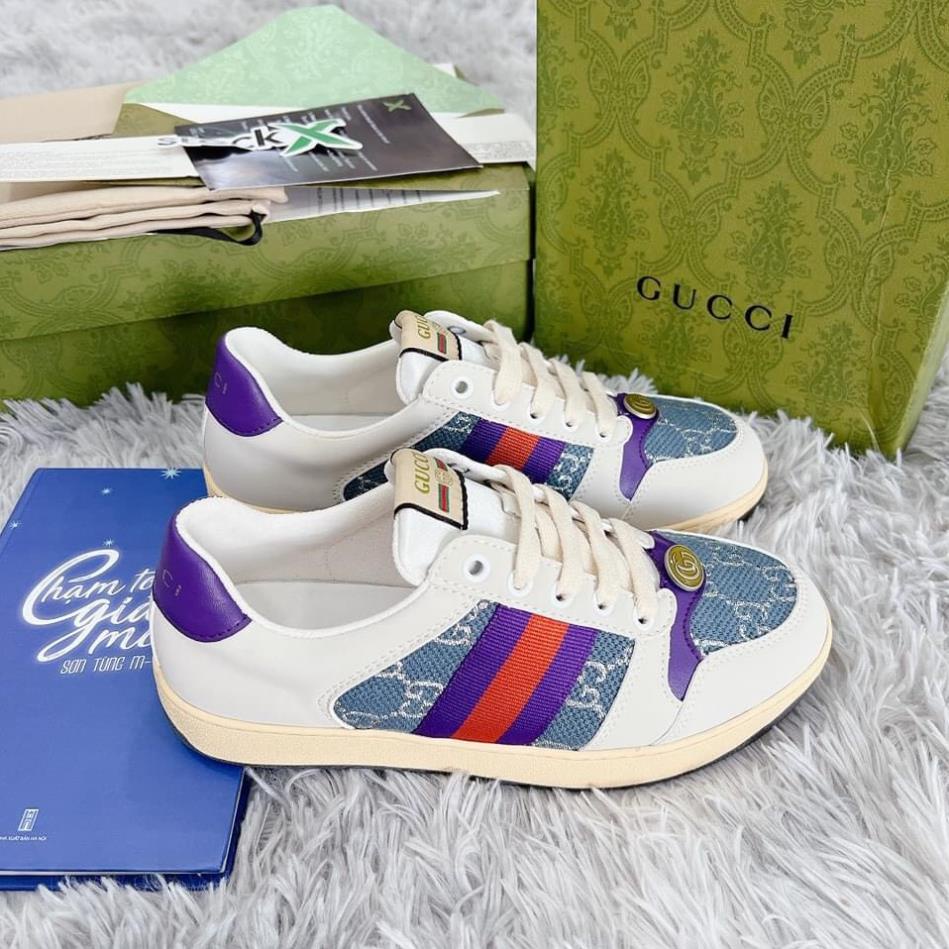 💟 Siêu Cấp 💟 Giày Gucci Sơn Tùng Bản Đẹp, Giày GC Sơn Tùng Nam Nữ 3 Màu Hồng ,  Xanh , Tím