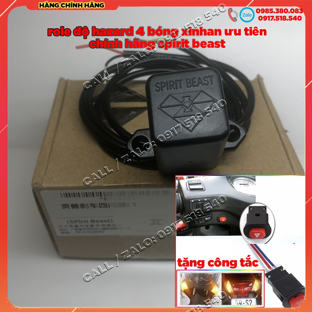 Rờ le nhấp nháy Đèn Led chính hãng SPIRIT BEAST cho mô tô - xe máy ( dùng chế hazard tặng công tắc )
