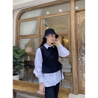 Set sơ mi và áo ghile buộc nơ ( sm0061)