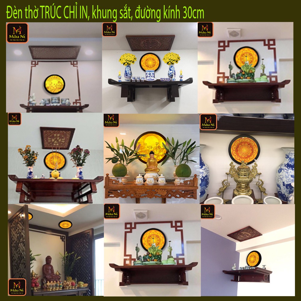 [SALE HOT] Đèn Hào Quang tượng phật Mandala 198, khung sắt, Đường kính 30cm (đặt tượng thờ cao 25cm đến 40cm)