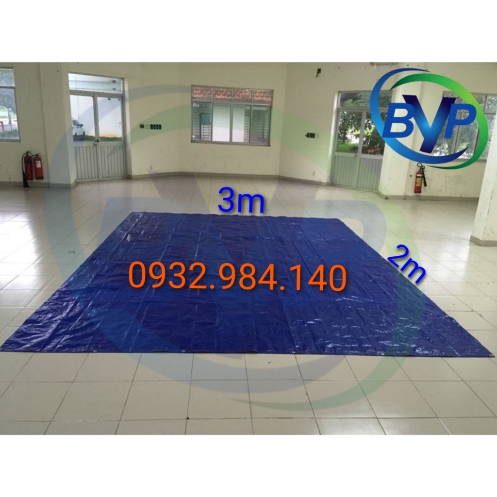 Bạt Xanh-Cam Che Mưa Nắng 3x2m có may viền đóng khoen
