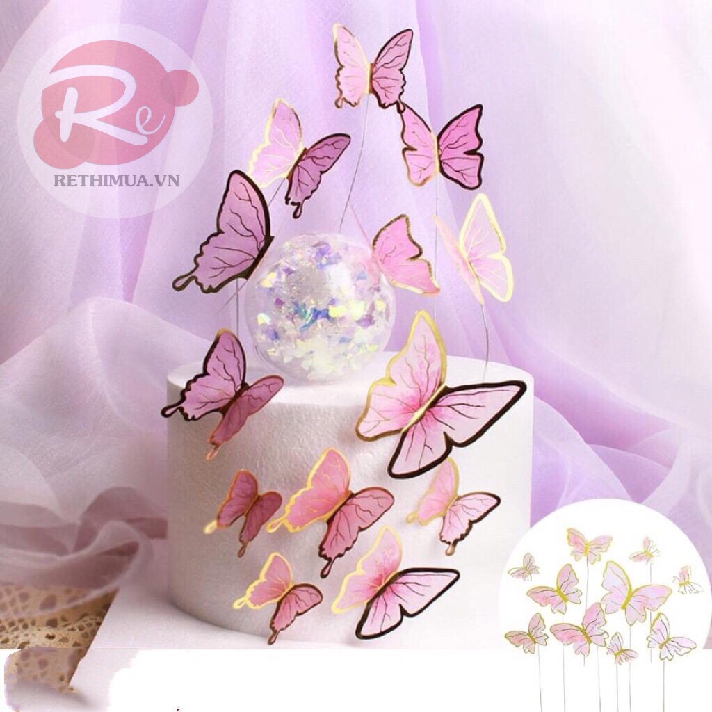 [SIÊU RẺ❤️] – Bướm Ép Nhũ - Trang trí bánh sinh nhật bánh kem