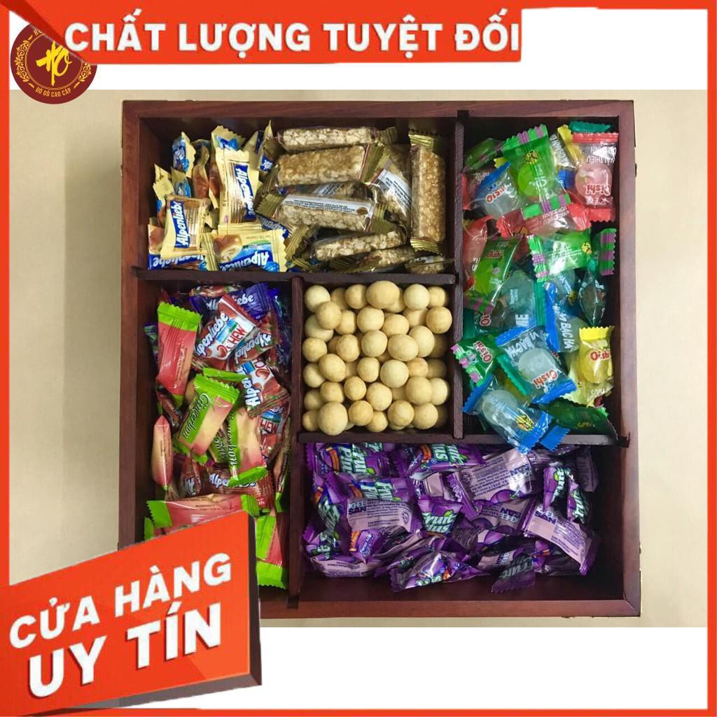 [ HÀNG CAO CẤP ] Khay Đựng Bánh Kẹo Ngày Tết bằng Gỗ Hương Cao Cấp Vuông Kính Bọc Đồng - BẢO HÀNH 1 ĐỔI 1