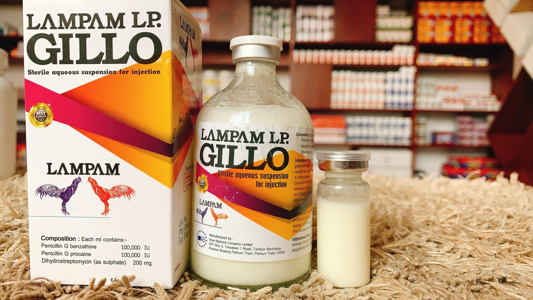 Gillo Lampam 20ml-Tr.ị Bá Bệnh Cho Gà Đá Nhập Khẩu Thái Lan-Có Tặng Kèm Kim Tiêm