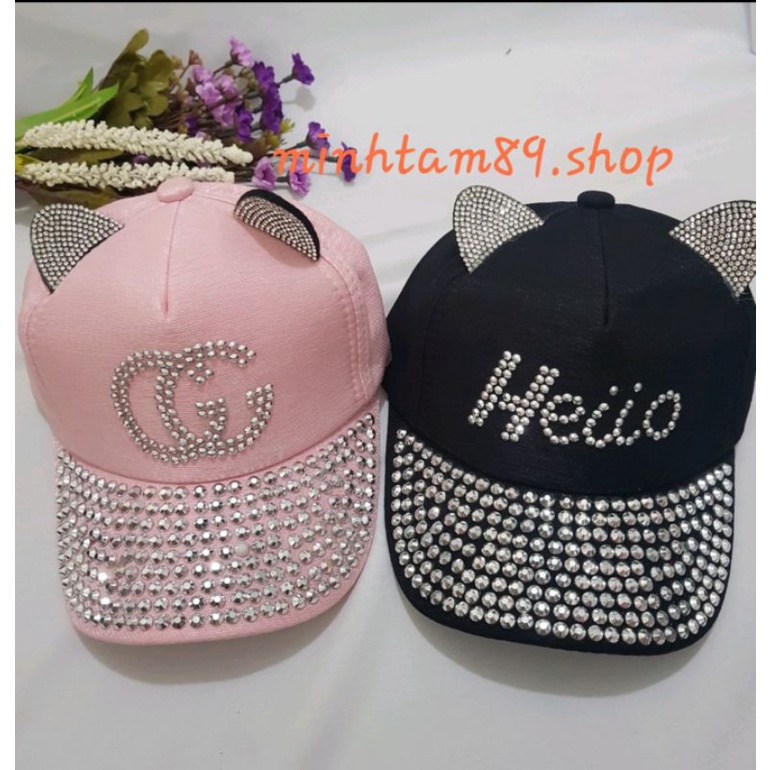 Mũ lưỡi trai đính đá bé gái