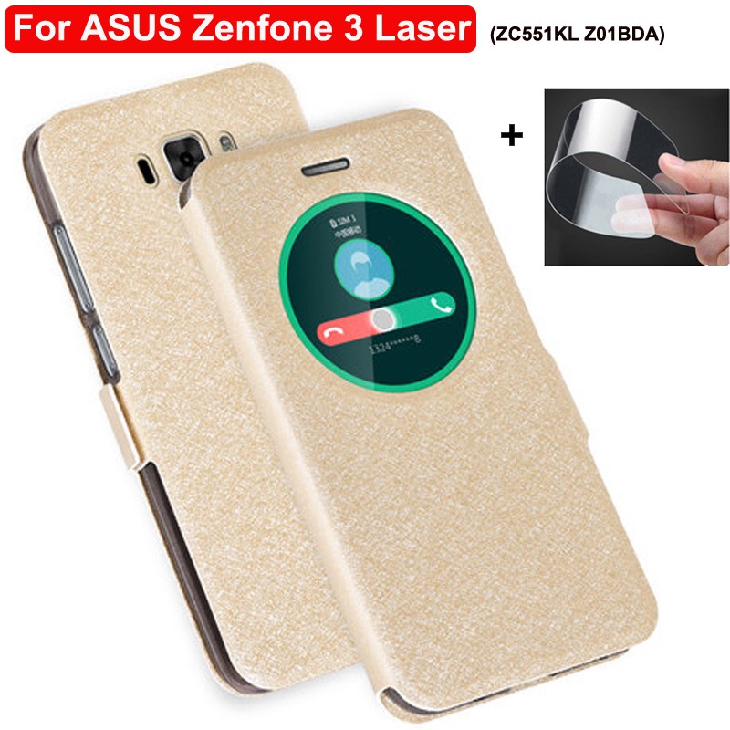 Bao Da Điện Thoại Nắp Lật Cửa Sổ Mở Cho Asus Zenfone 3 Laser Zc551Kl Z01Bda Zenfone3 Laser Zc 551kl Vỏ