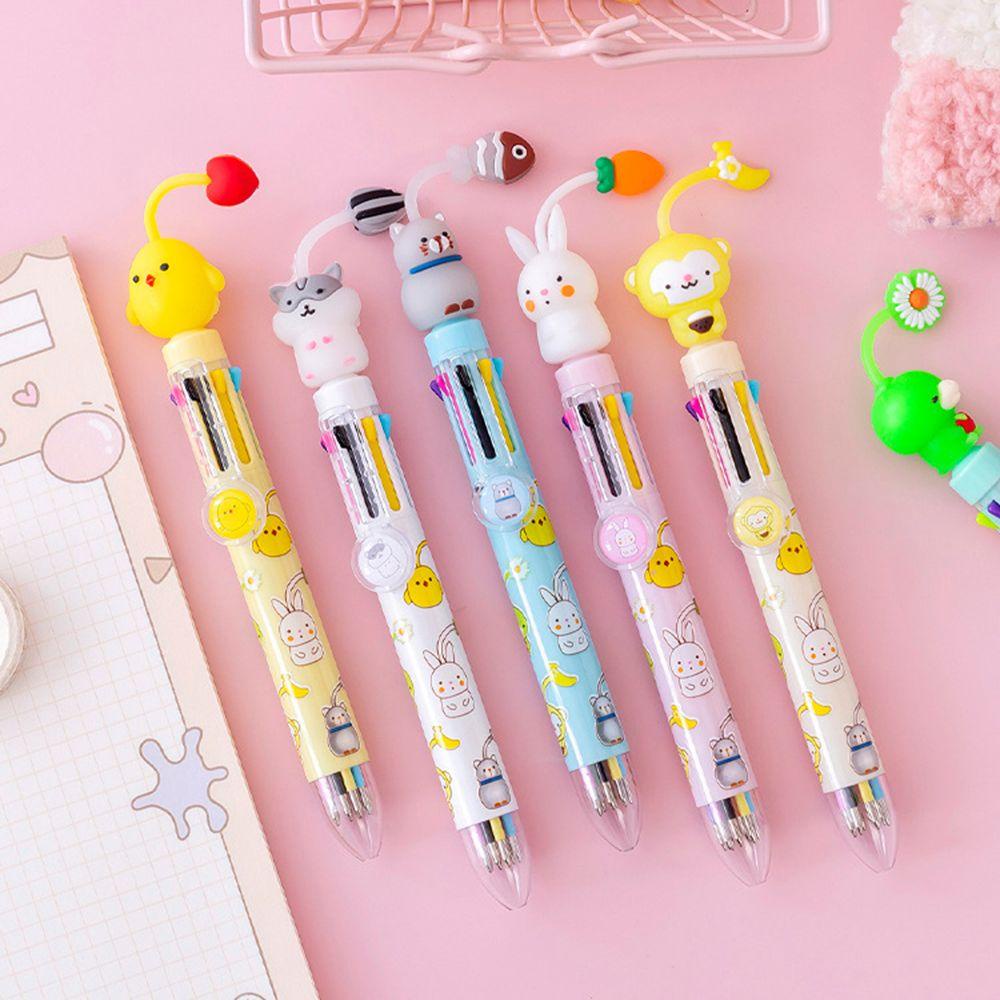 Bút Bi 8 Màu Hình Động Vật Hoạt Hình Đáng Yêu