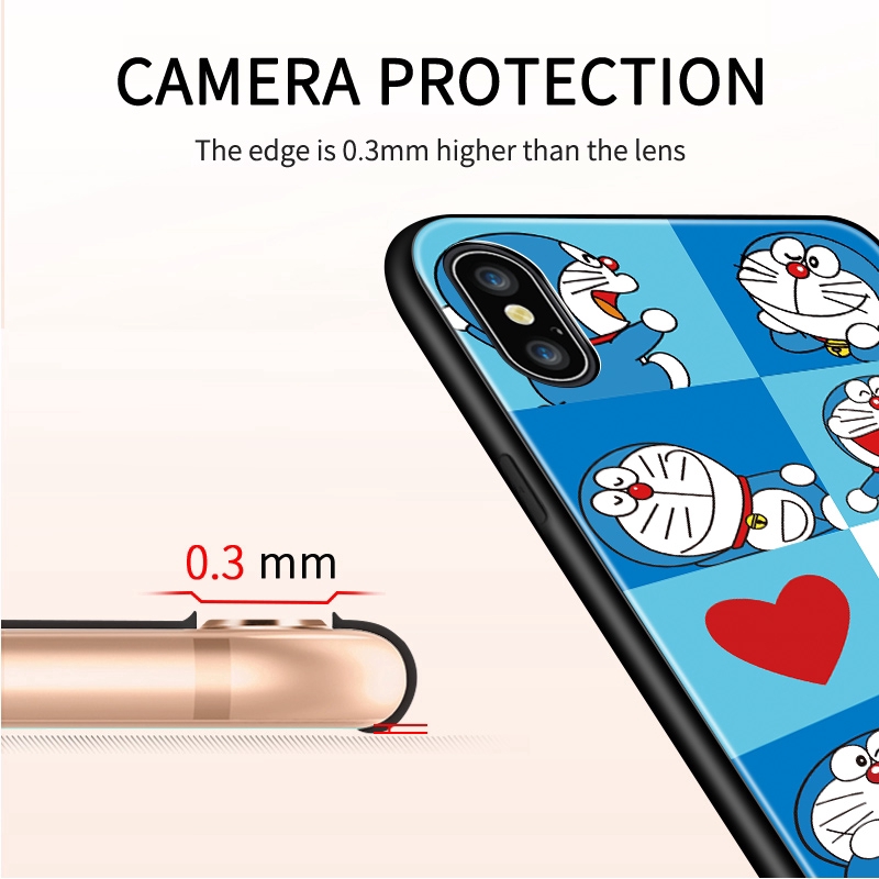 Ốp điện thoại kính cường lực cứng bóng in hình Doraemon cho ASUS Zenfone Max Pro M1 M2 ZB601KL ZB602KL ZB631KL ZB633KL