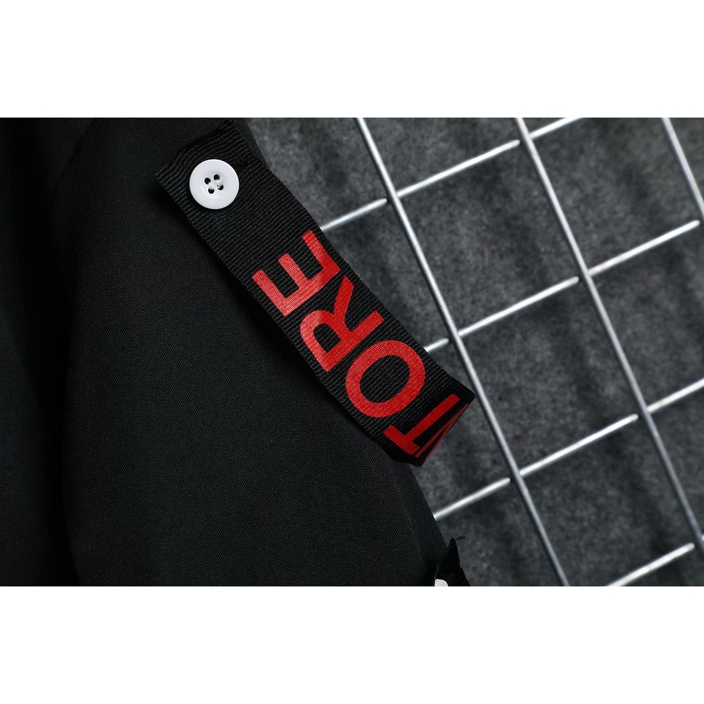 Áo hoodie tay dài phối dây ruy băng cá tính trẻ trung phong cách Hàn Quốc dành cho nam