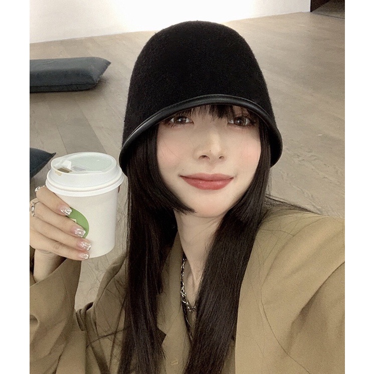 NÓN BUCKET VIỀN DA TRƠN MÀU FORM TRỤ
