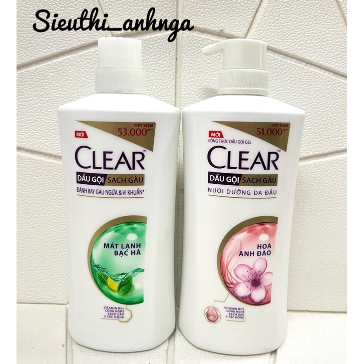 Dầu Gội Clear Mát Lạnh Bạc Hà/Hoa Anh Đào 630g