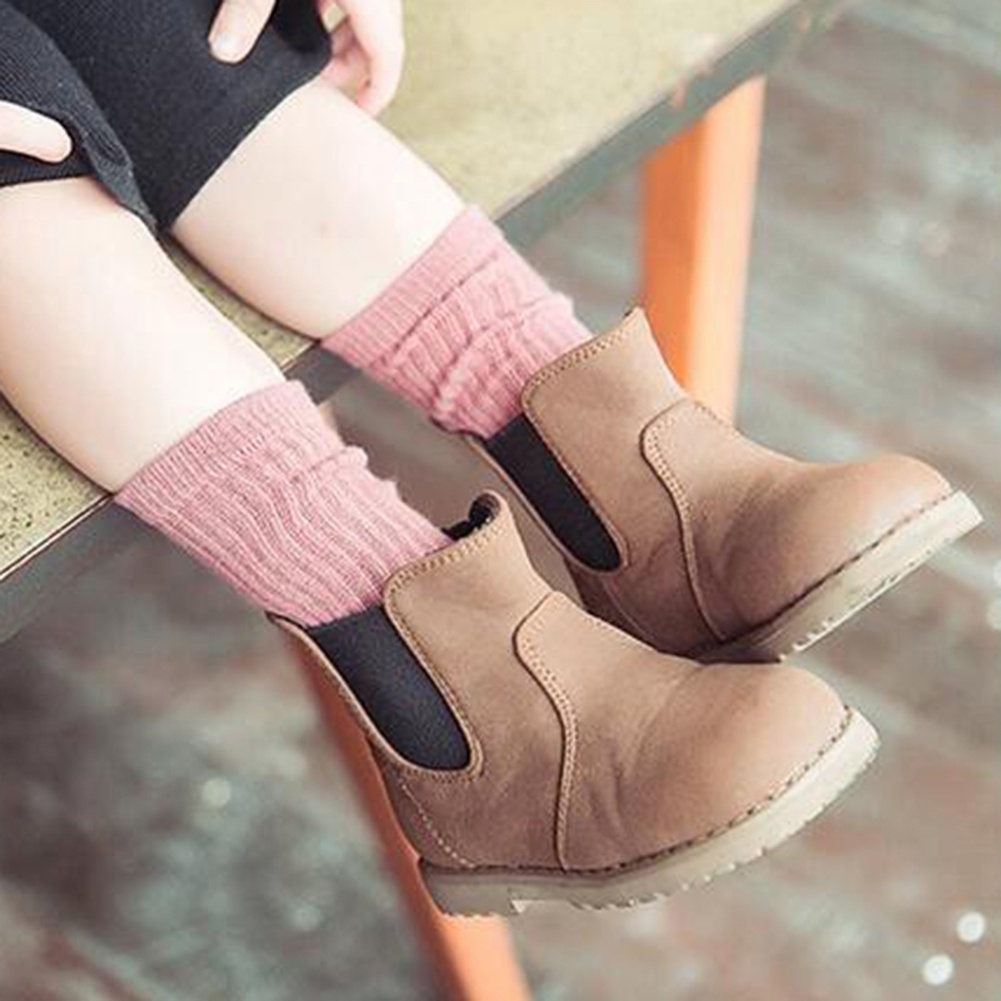 Tất Chân Cotton Cổ Cao Màu Trơn Mềm Mại Dành Cho Bé