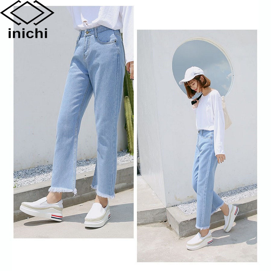 Quần jean nữ INICHI Q714 xanh trơn chất đẹp | BigBuy360 - bigbuy360.vn