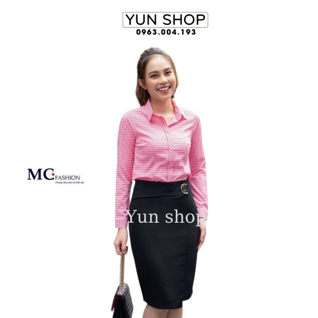 Áo Sơ Mi Nữ- Áo Sơ Mi Dài Tay Họa Tiết Kẻ Karo Nhỏ A656