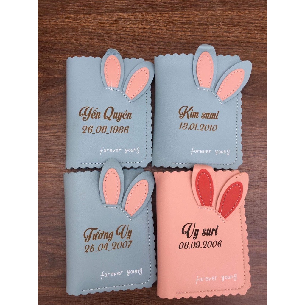 🎁Ví Nữ Ngắn Tai Thỏ Khắc Theo Yêu Cầu ❤️ 📌 Miễn Phí Khắc Hình chipi con vật, câu chúc theo yêu cầu,...