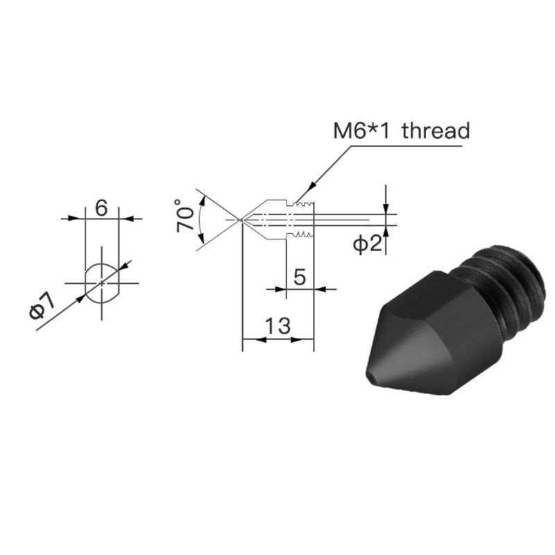 Vòi Thép 1.75mm Mk8 Ender 3 Cr10 Cr10S Cho Máy In 3d