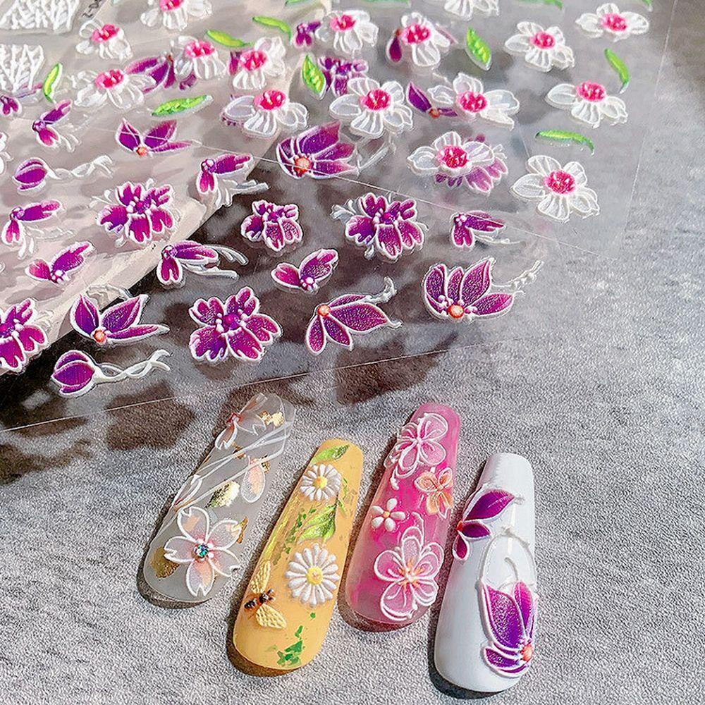 Nhãn Dán Móng Tay Tự Dính Hình Hoa Hồng Nhiều Màu Sắc Thời Trang
