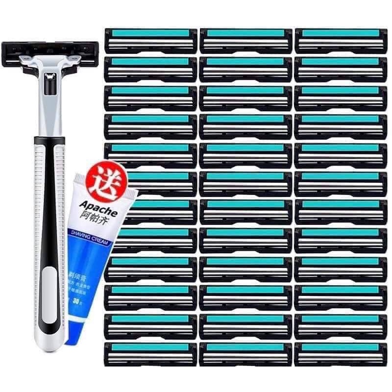 Bộ cạo râu 38 món - Bộ Kit Cạo Râu Loại Tốt Siêu Tiết Kiệm - Bộ Dao Cạo Râu Cao Cấp 38 Món (1 Dao Cạo + 36 Lưỡi + 1 Tuýp