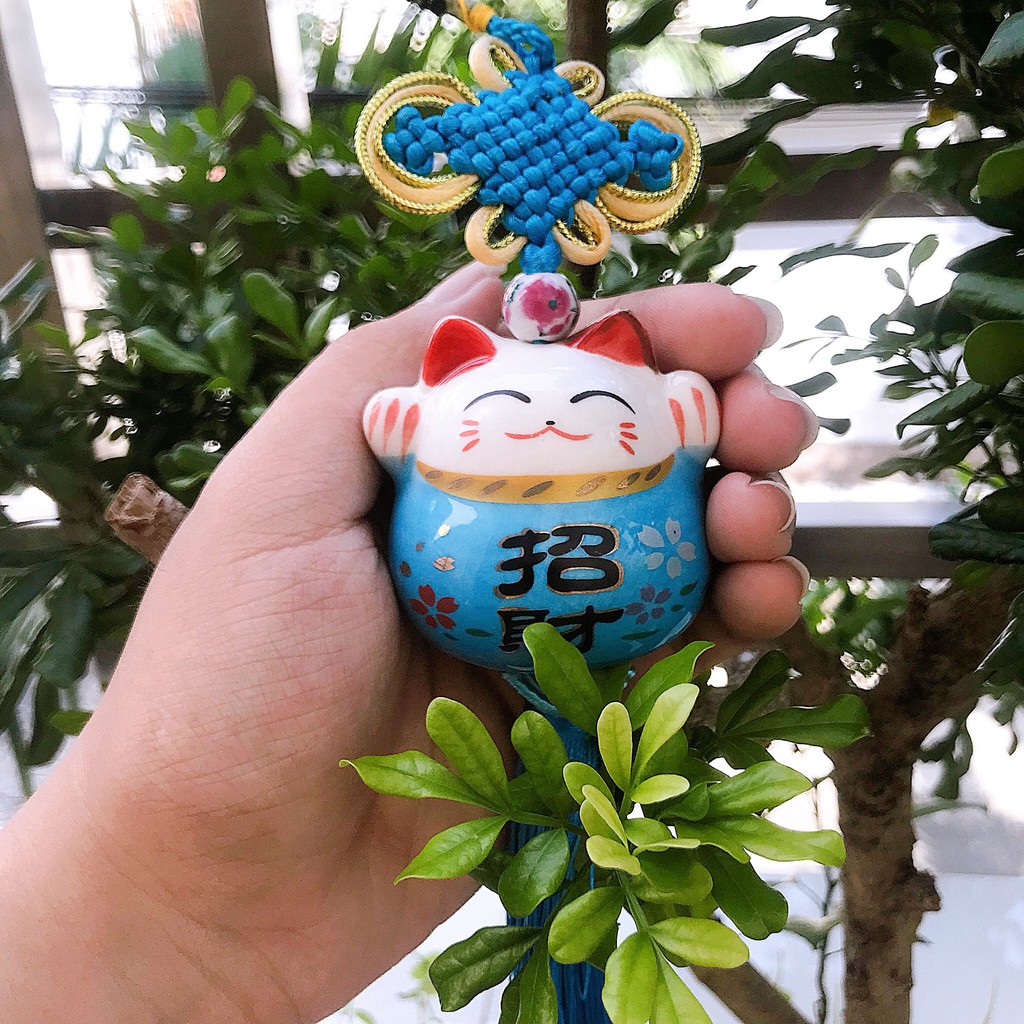 Dây treo mèo sứ cát tường phong thủy