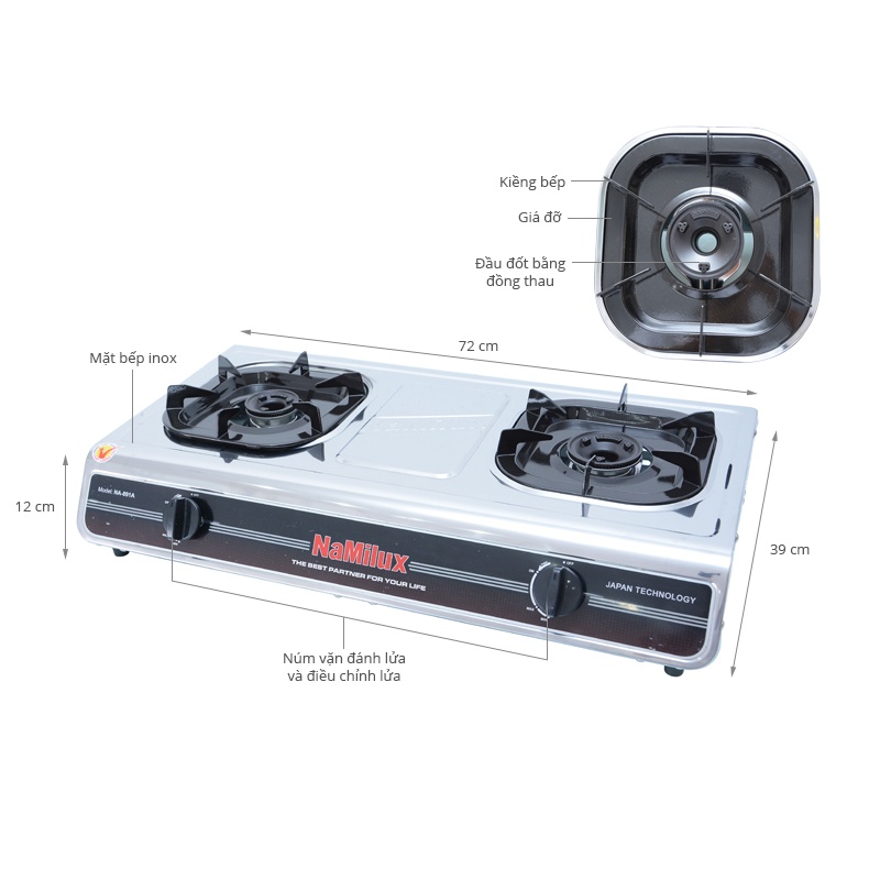 Núm vặn bếp gas, nút bếp gas khè công nghiệp Fi50mm