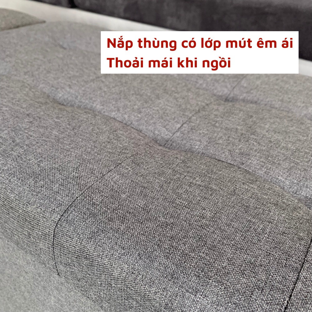 Ghế đôn gấp gọn kiêm thùng đựng đồ đa năng cỡ lớn  ghế hộp khung gỗ nhân tạo bọc vải cao cấp chắc chắn tiện lợi