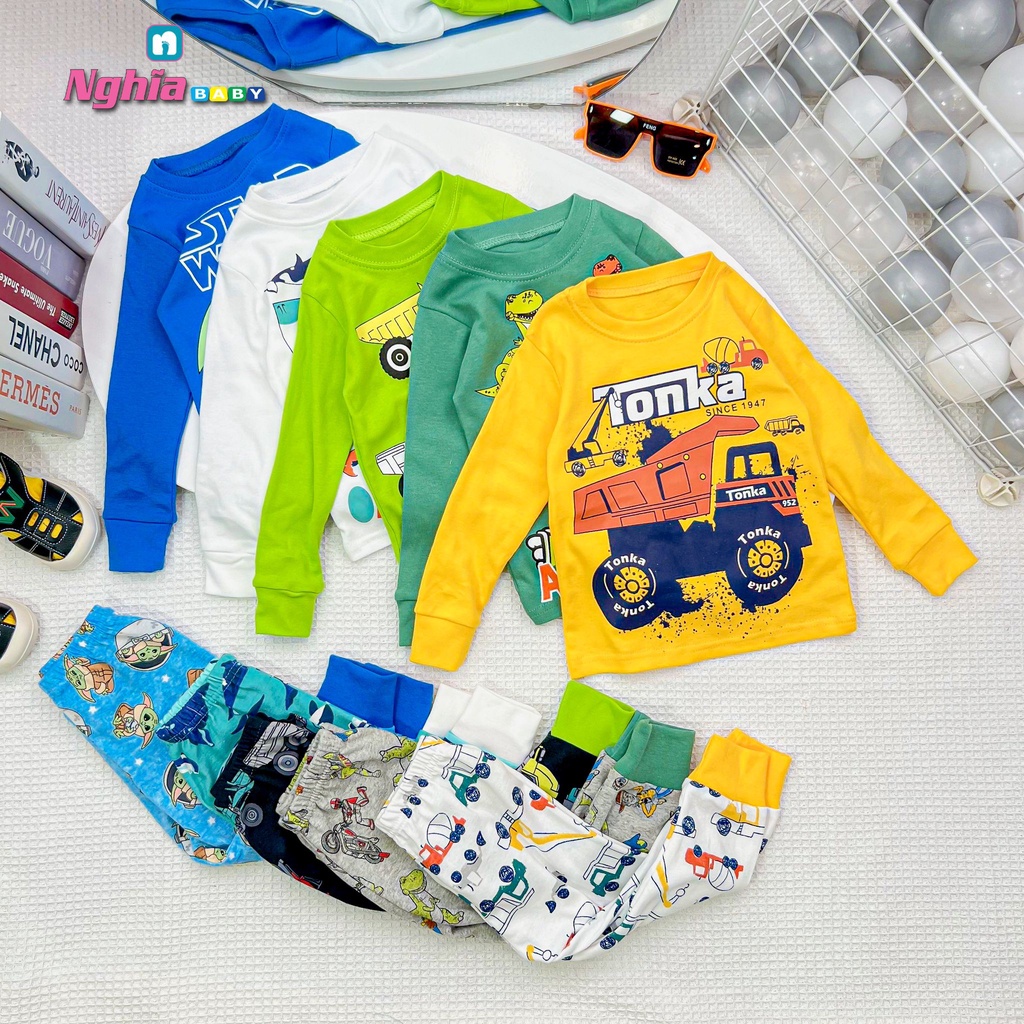 Đồ bộ dài bé trai - Bộ Quần áo dài tay bé trai - Đồ bộ dài tay cho bé trai chất bozip NGHĨA BABY dàn