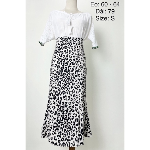 Chân váy da báo body trên xoè dưới Vintage, chất voan mềm mịn, body tôn dáng