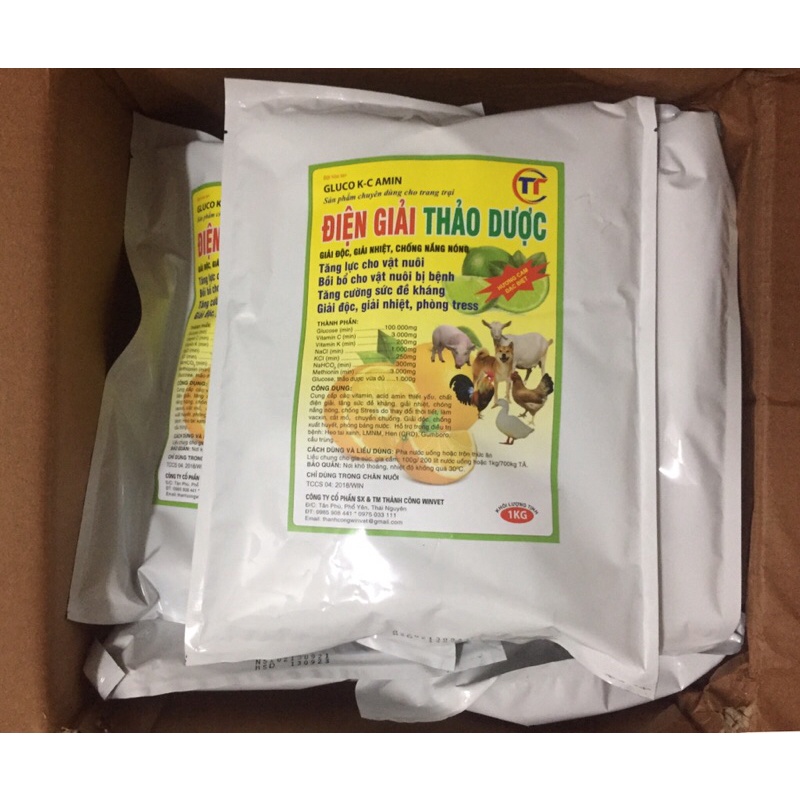 200gr ĐIỆN GIẢI THẢO DƯỢC, chống nóng, bù nước cho chó, mèo, lợn, gà, vịt, trâu, bò, dê,...