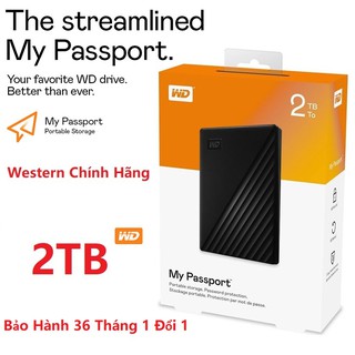 Ổ Cứng Di Động WD My Passport 2TB Chuẩn USB 3.2 Gen1 10Gb/s (Phiên bản mới) Chính Hãng