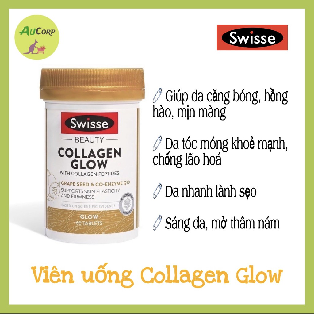 Viên uống đẹp da Collagen - Swisse Beauty Collagen Glow - Xuất xứ Úc | Thế Giới Skin Care