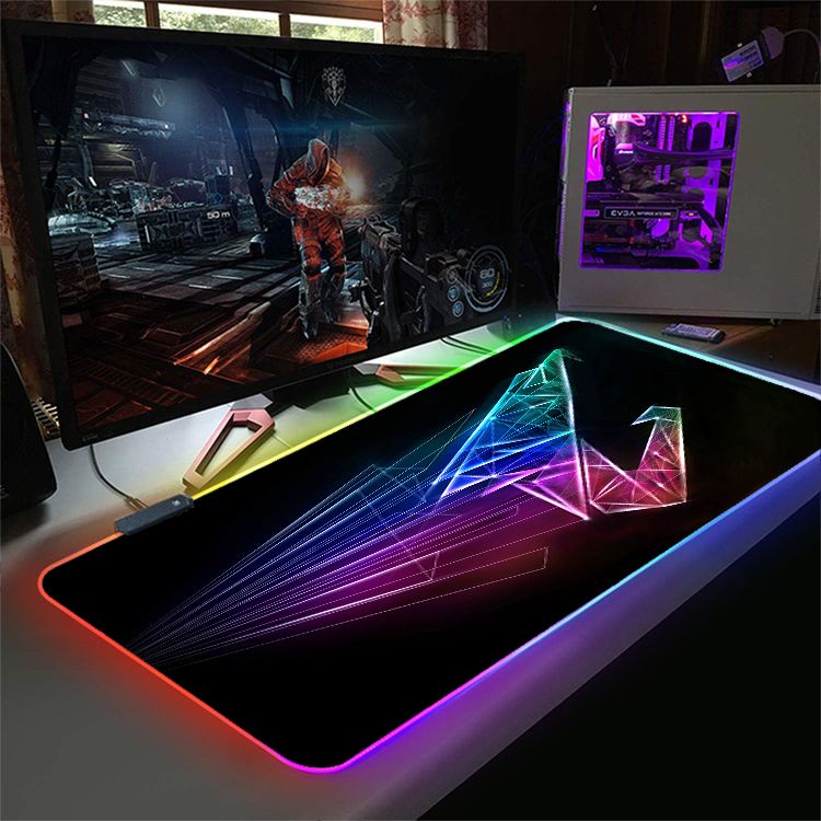 Lót Chuột, Pad Chuột LED RGB Custom ROG, AORUS, MSI, COSAIR, LOGITECH Size Lớn 80x30/ 90x40CM FUGEAR