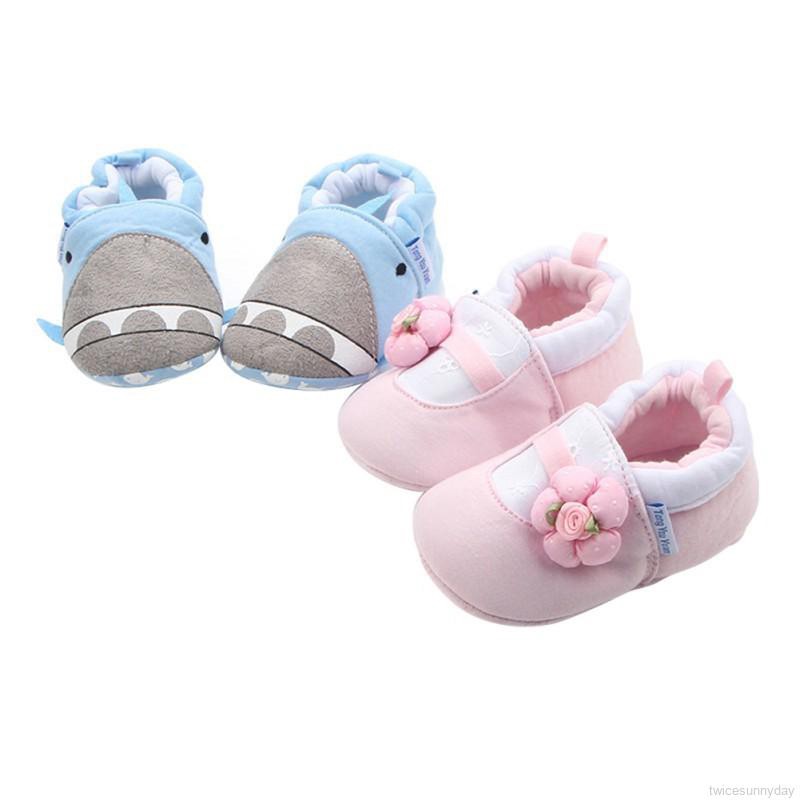 Cartoon Whale Cotton Baby Girls Boys First Walkers
